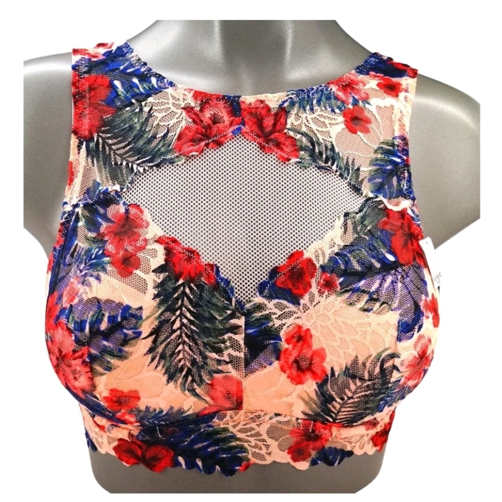 Victoria's Secret PINK Euphoria Floral Lace High Neck Bralette M
